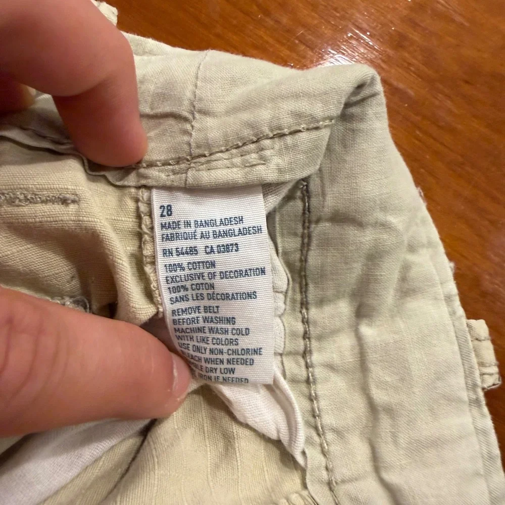 Vintage Y2K American Eagle Men's 28 Khaki Ripstop Cargo Shorts Baggy Skater